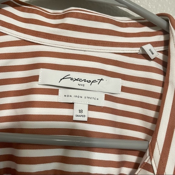 Foxcroft Mona Sateen Stripe Stretch Non-iron Shirt NWT - Picture 6 of 9